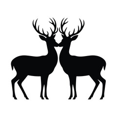 Elegant Deer Silhouette Illustration Symbolizing Love with Decorative Bokeh Background Art Print