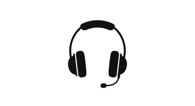 Minimalist headset icon for communication and customer support services