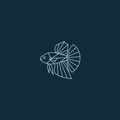 Betta fish flowing fins line art minimalist aquatic logo.