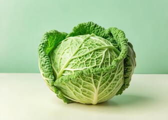 Obraz premium Savoy Cabbage Head Isolated on White Background Healthy Food Stock Images