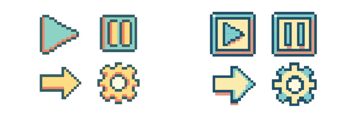 Pixel art interface controls for media playback and settings