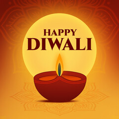 Happy diwali decorative diya Post