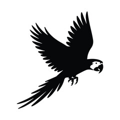 Fototapeta premium Black and white parrot silhouette soaring in the sky vector illustration design