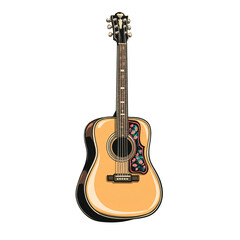 Melody Maker: Stylized Acoustic Guitar Vector with Floral Pickguard