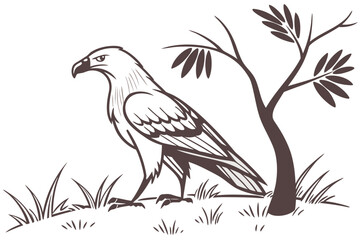 Hiker and Bird: A Serene Nature Vector Illustration