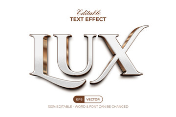 White Gold Luxury Text Effect 3D Style. Editable Text Effect.