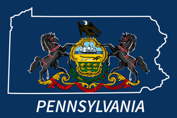 Pennsylvania state of USA. Pennsylvania flag and territory. Vector