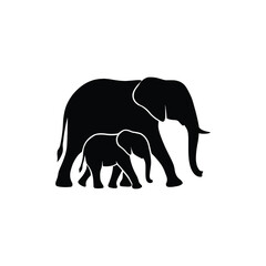 Elephant with Calf Silhouette – Side View © Sohag