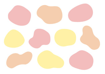 パステルカラーのやわらかい形のフレームイラストセット（暖色・赤・オレンジ・黄色）