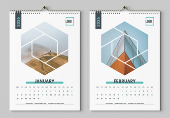 Wall Calendar Layout with Green Accents