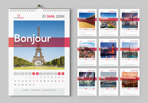 Wall Calendar with Greeting Text