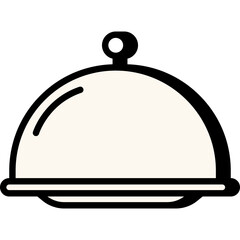 Cloche serving tray for festive dinner, vector icon