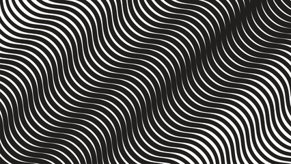 Black and white stripes wavy line abstract background modern minimalist vector design template