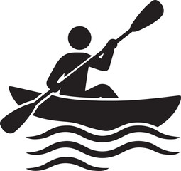 Kayaker silhouette vector design perfect for water sport, adventure, outdoor activity, and river exploration.