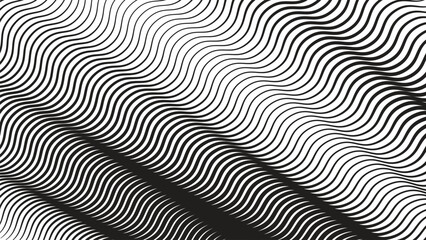 Black and white stripes wavy line abstract background modern minimalist vector design template
