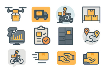 Delivery and logistics line icon set. transport, shipping, tracking icons collection