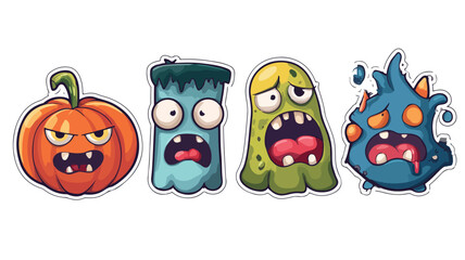 Cute Cartoon Halloween Horror Icon Vector Set