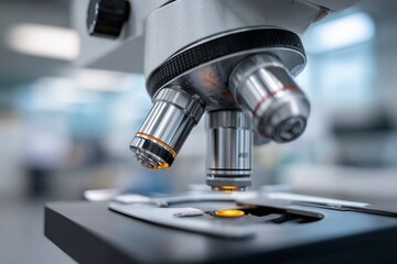 Fototapeta premium A microscope is focused on a small object