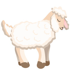 Cute cartoon lamb with fluffy wool, farm animal illustration for nursery decor, Easter, or children’s design.