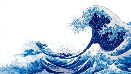 青い波の和柄グラフィックデザイン