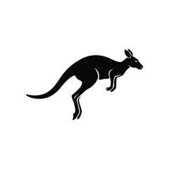 Fototapeta premium Jumping Kangaroo Mid Hop Silhouette