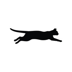 Leaping Cat Silhouette Side View Vector