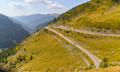 beautiful view of the roadtrasfagarasan in the mountains of romania