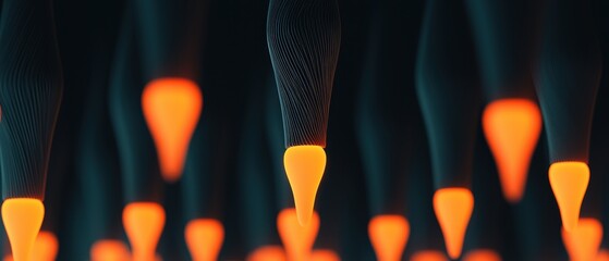 Abstract image featuring glowing orange tips against a dark background, resembling futuristic elements or technology.