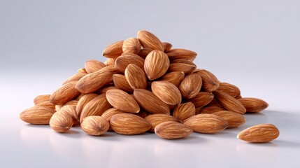 Pile of Almonds: A close-up view of a hearty pile of almonds, a nutritious treat for health-conscious consumers, the image showcasing the natural texture and appeal of this favored snack.