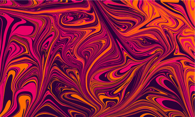 A vibrant pink and orange liquid marble vector for Indian festive invitations & 70s retro music posters. A psychedelic, fiery swirl background in a fully editable EPS format