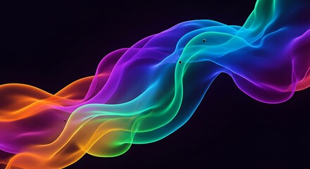 Vibrant Rainbow Waves Flowing on Dark Background