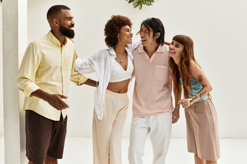 Friends create joyful memories together at an outdoor cafe on a sunny day