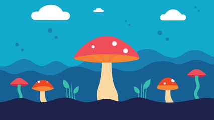 Surreal underwater jungle scene with electric glowing fish and bioluminescent flora vector illustration