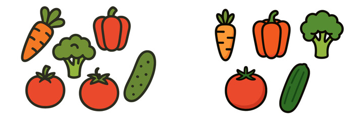 Colorful fresh organic vegetables: carrots, bell peppers, broccoli, tomatoes, cucumbers for healthy eating