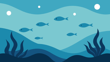 Naklejka premium Tranquil underwater lagoon scene vector illustration of a giant sea turtle swimming