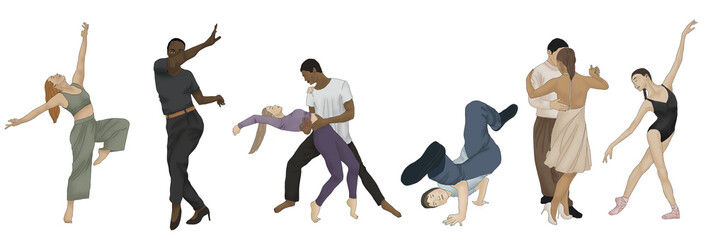 PNG - Set of dancing people - Dance Styles Collection with Couples and Solo Dancers © Manon
