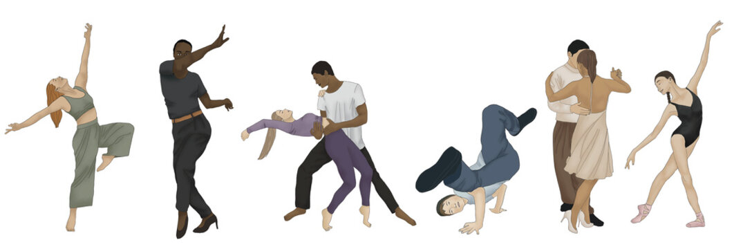 PNG - Set of dancing people - Dance Styles Collection with Couples and Solo Dancers
