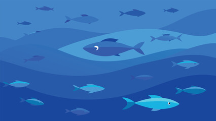 Obraz premium Vibrant underwater scene schools of tropical fish swimming in blue ocean currents