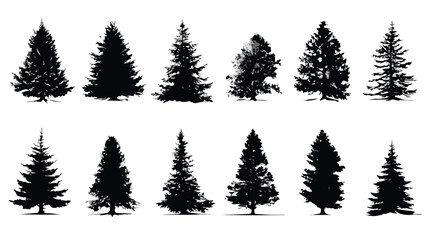 Obraz premium Elegant Christmas Tree Silhouette Vector Illustration for Festive Designs