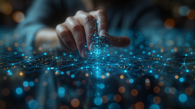 the concept of digital technology computers servers Internet