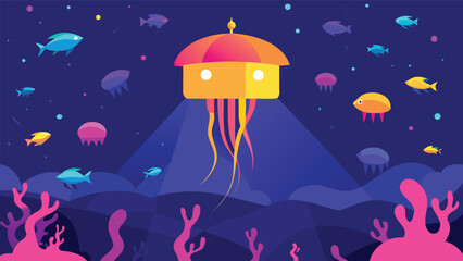 Vibrant underwater carnival scene with fish and festive decorations vector illustration