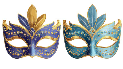 Elegant Masquerade Mask Illustration Set for Carnival Celebration