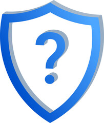 3D Blue Shield with Question Mark Icon Isolated on Transparent Background