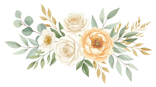 Elegant Floral Bouquet with Roses Peonies and Eucalyptus Leaves