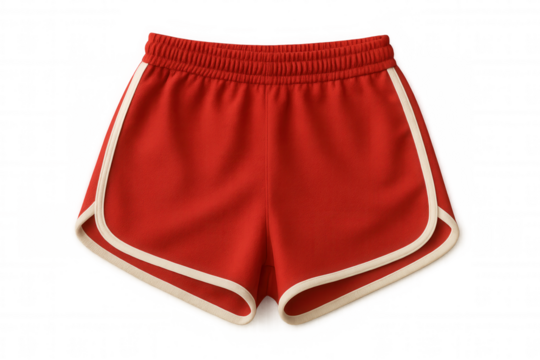 Running shorts in vibrant red with white accent, displaying athletic design for fitness-related visual content