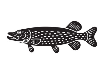 Fish pike line art vector