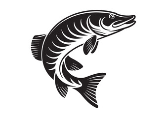 Fish pike line art vector