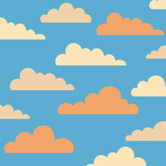 Pastel Cloudscape: Seamless Pattern of Soft Clouds on Blue Sky