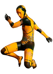 3D Rendering Male Robot on White
