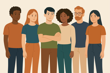 Fototapeta premium Diverse Team Illustration – Flat Vector Group of People for Business, Community and Inclusion Design